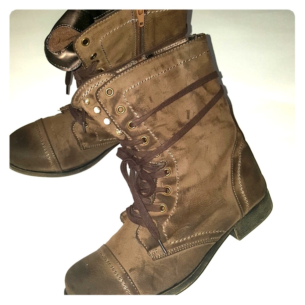 Sparkly Distressed Combat Boots